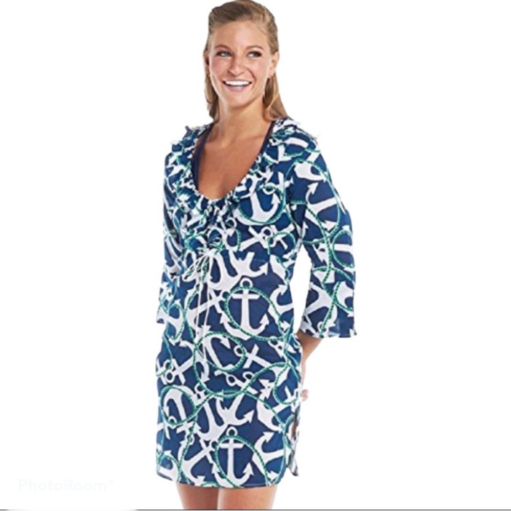 *5 for $25!* Mud Pie Anna Bell Anchors Aweigh Cover Up Nautical Sailor Cruise S